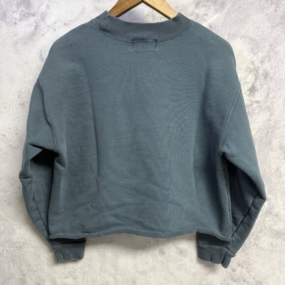 Levi's Sportswear LVC Sweatshirt Medium 20.5x19.5 Blue Cropped Mock Neck - Picture 2 of 10